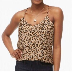 J. Crew Tan and Black Animal Print Silky Scalloped Camisole Size 4